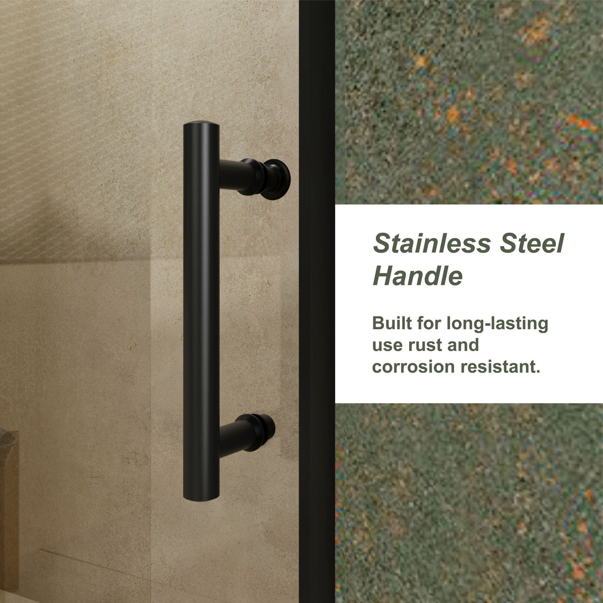 Single Sliding Shower Door, Thick Clear Tempered Glass Shower Door With Stainless Steel Handle