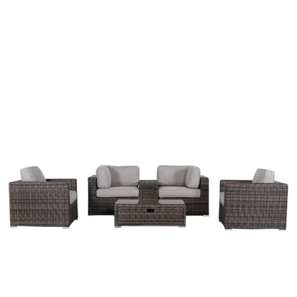 Wicker Seating Group Set With Table And Cushions