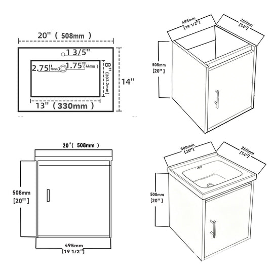 20" Floating Bathroom Vanity Combo With Sink, Soft Close Doors, Wall Mounted Solid Cabinet - Golden Oak