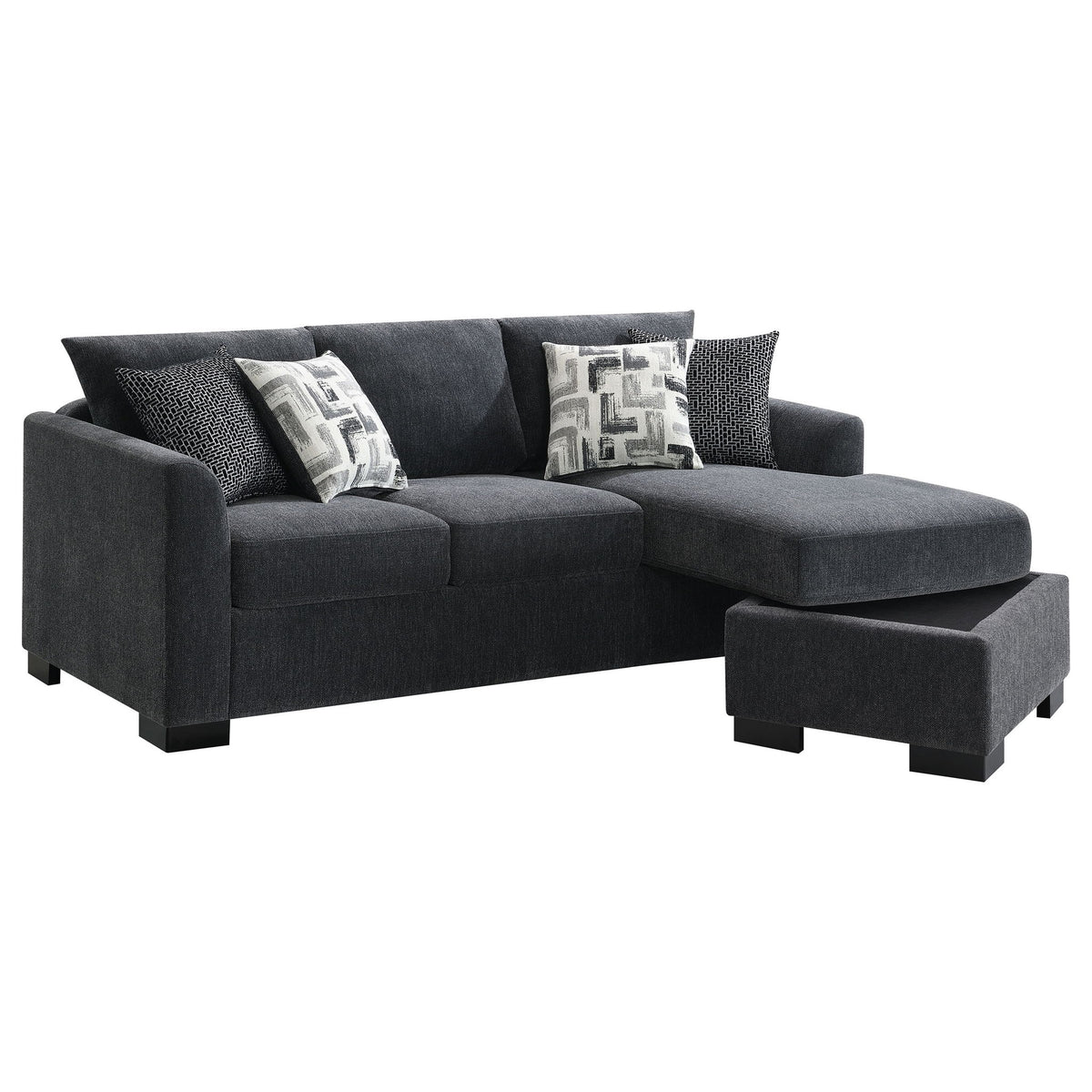 Pacheco - Upholstered Sleeper Sectional Chaise Sofa With Pocket Coils And Reversible Cushions - Dark Gray