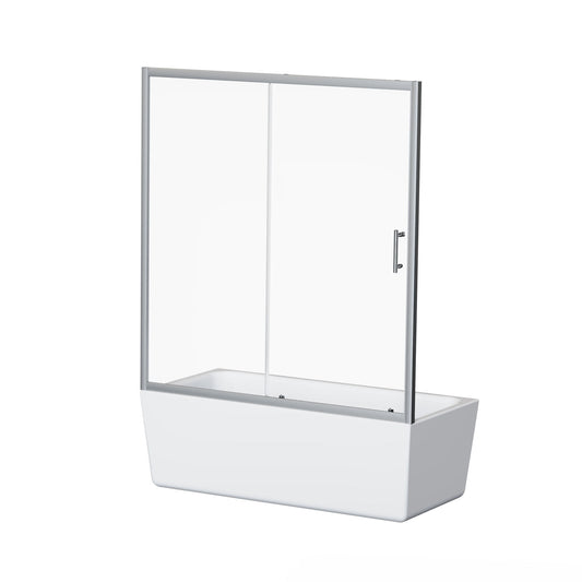 Single Sliding Shower Door For Bathtub With And Handle - Chrome