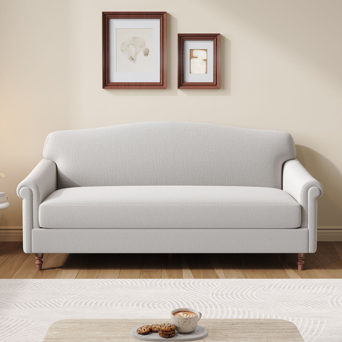 Loveseat Sofa, 2 Seater Couch With Rolled Arms