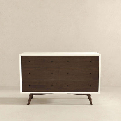 Dresser 6 Drawer - Dark Brown / White