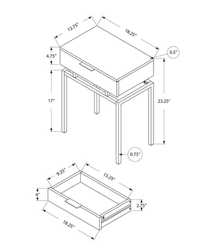 Spacious Table Top Accent Side Table, Storage Drawer, Contemporary & Modern