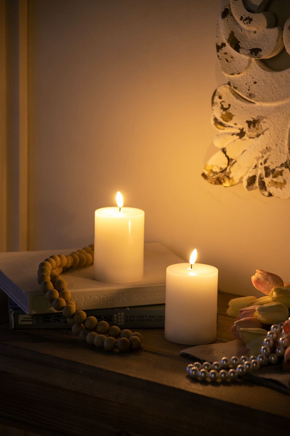 LED Candles With Wick And Remote Control Timer (Set of 2) - White