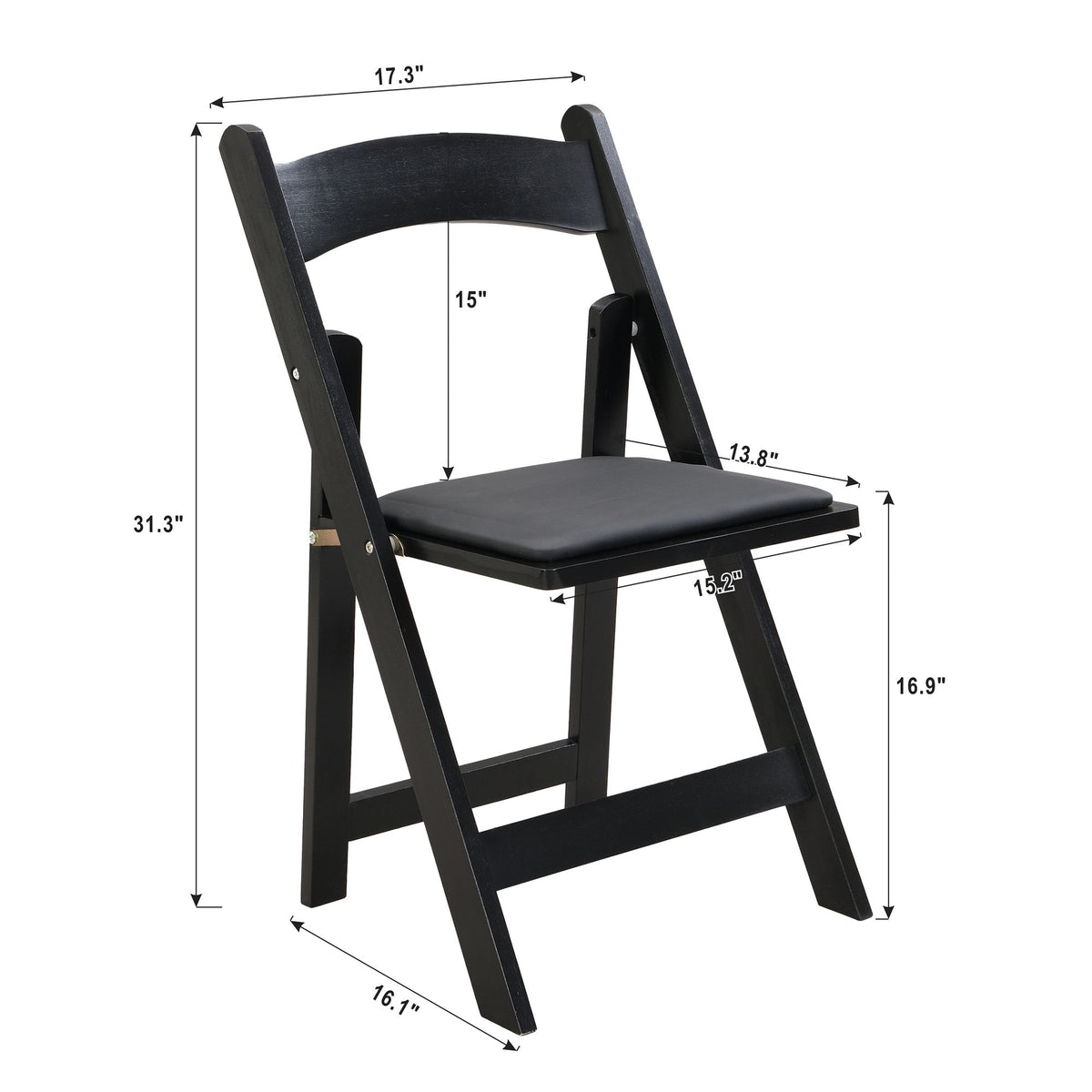Solid Wood Upholstered Folding Chair Set, Dining Room (Set of 4)