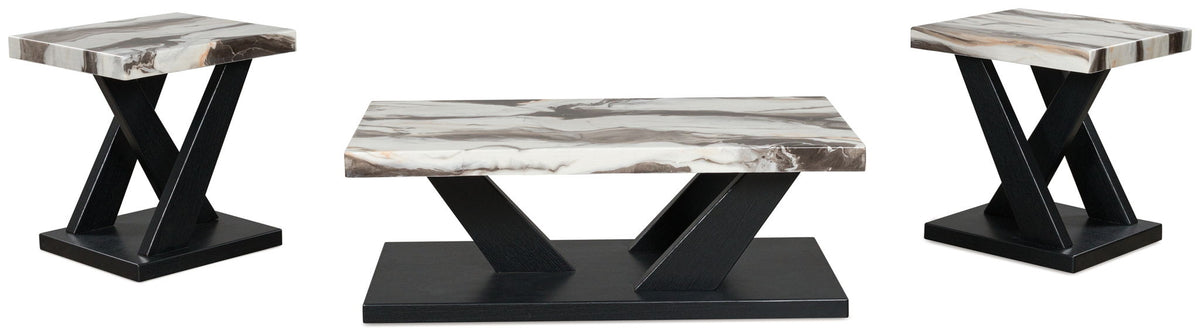 Cendill - Occasional Table Set (Set of 3) - Dark Brown / White / Black