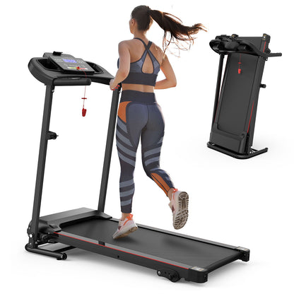 Foldable Electric Treadmill With 2.5Hp Motor, 12Km / H Speed, 3 Incline Levelstooth Music, Heart Rate Sensor, Spacious Running Belt For Indoor - Black