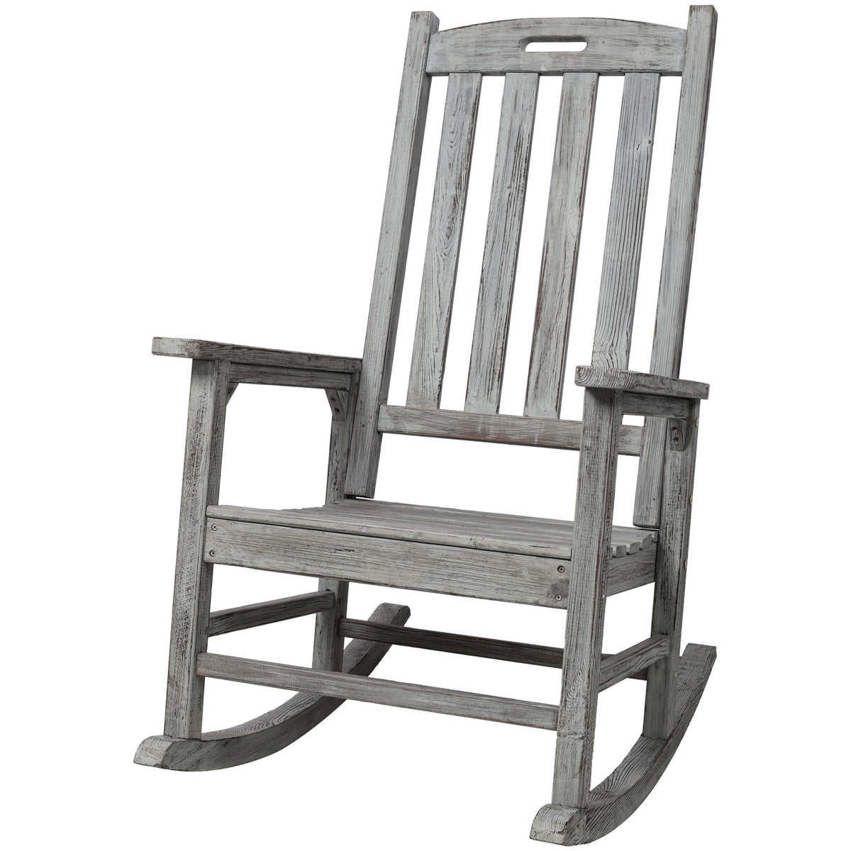Oversized Porch Rocker Chair With Wide Seat And Tall Backrest