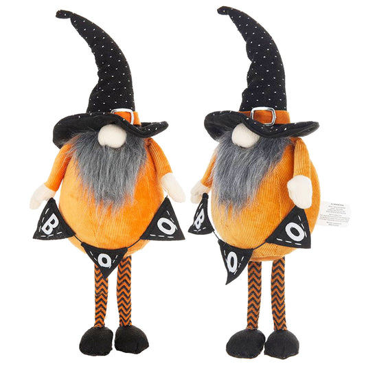 Standing Gnome With Gnome & Holding Banner, For Halloween Decor