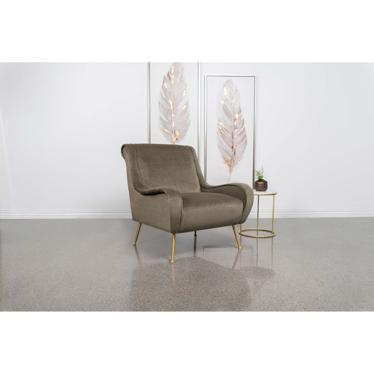 Lundy - Truffle Tight Cushion Accent Chair With Legs - Bronze Golden