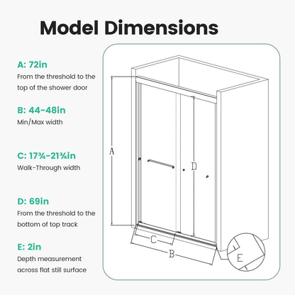 Semi Frameless Double Sliding Shower Door With SGCC Tempered Glass - Chrome