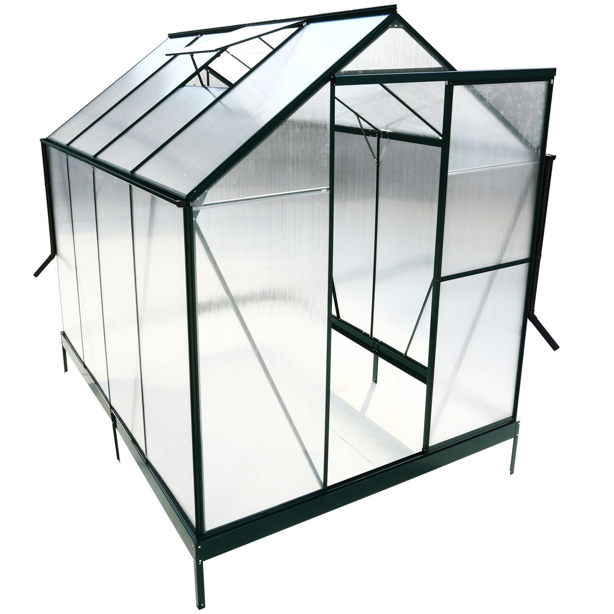 Polycarbonate house, Heavy Duty Outdoor Aluminum Walk-In House Kit With Rain Gutter, Vent And Door For Backyard Garden