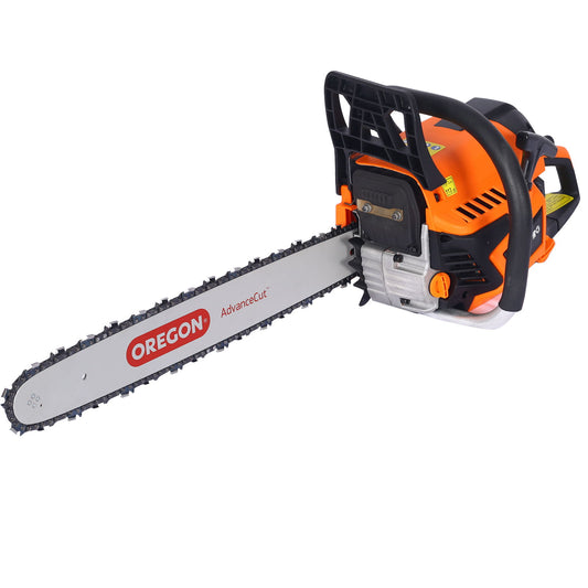 52Cc Gasoline Chainsaw With 20" Oregon Bar And Chain For Wood Cutting Plastic - Orange