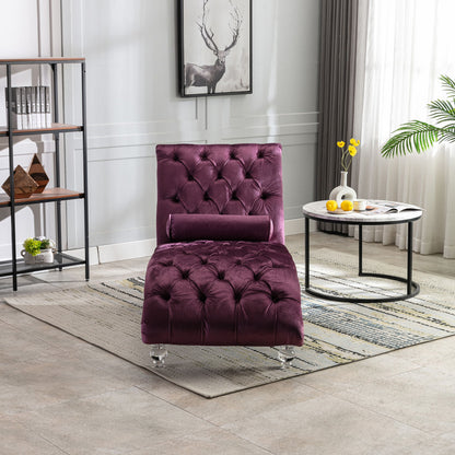 Chaise Lounge Indoor, Button Tufted Upholstered Chaise Lounge Chair With Pillow