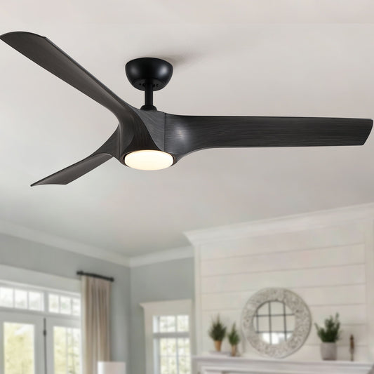 Reversible Quiet Motor Ceiling Fan Light With ABS Blades - Black / Gray