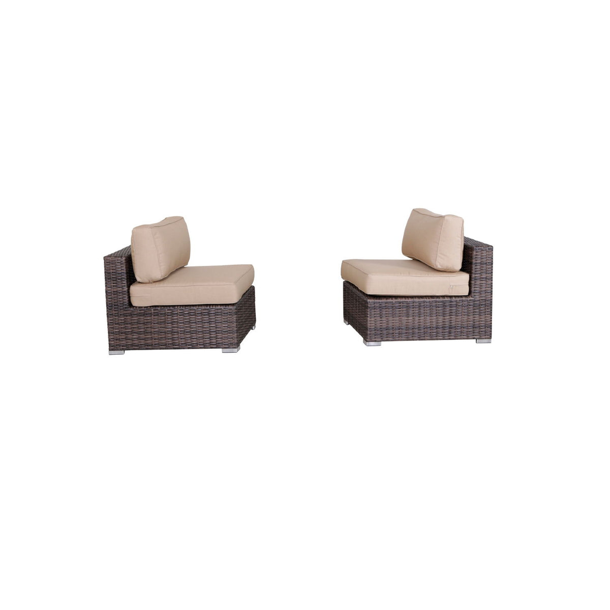 Wide Armless Outdoor Chairs With Cushions (Set of 2)
