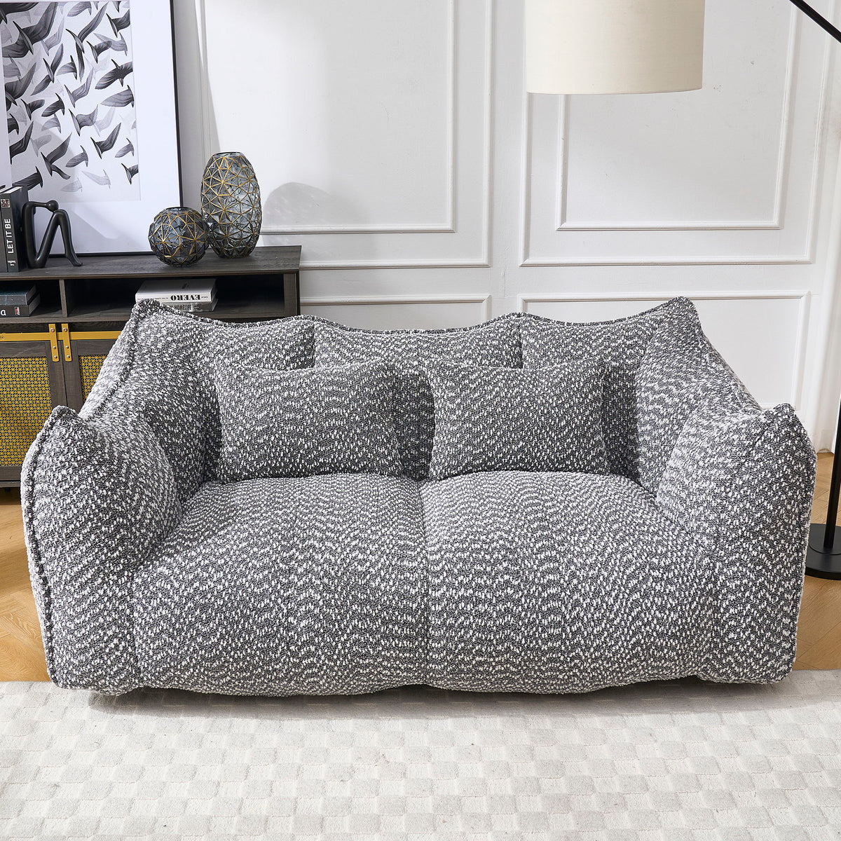 Comfortable Dual Beanbag Chair With High Resilience Foam Core For 2 People