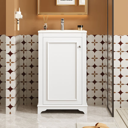 Bathroom Vanity With Sink, Freestanding Single Cabinet Set, Soft Close Door, Adjustable Shelf