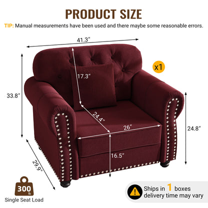 Upholstered Sofa With Nailhead Trim And Rolled Armrests