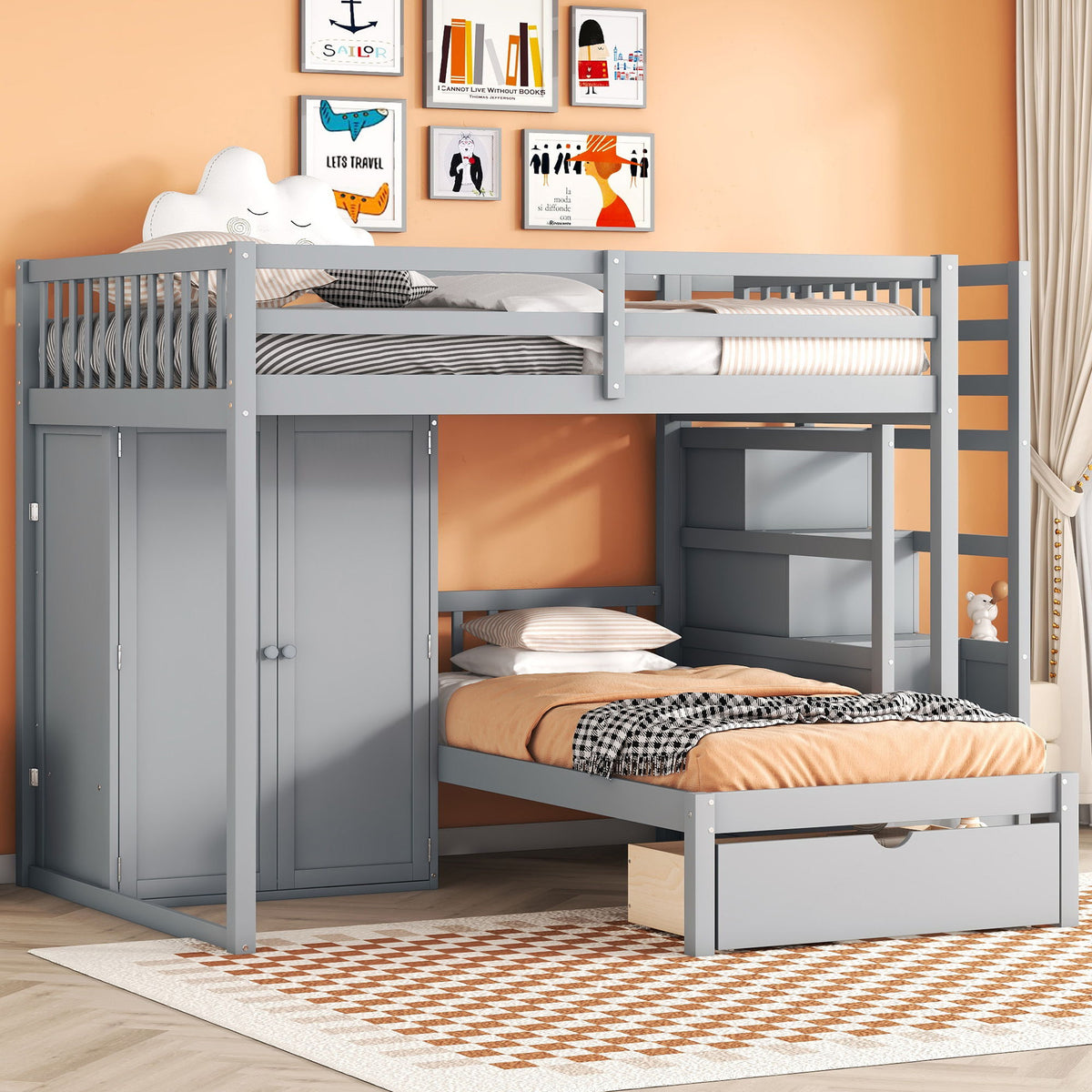 Bunk Bed With Wardrobe, Drawers