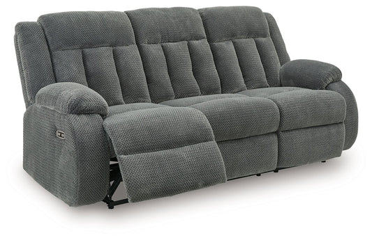 Observation - Reclining Power Sofa With Drop Down Table - Steel