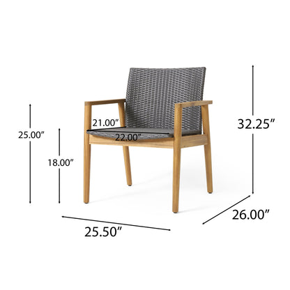 Tranquilize - Outdoor Wooden Club Chair With Woven Wicker Seat And Back (Set of 2) - Natural