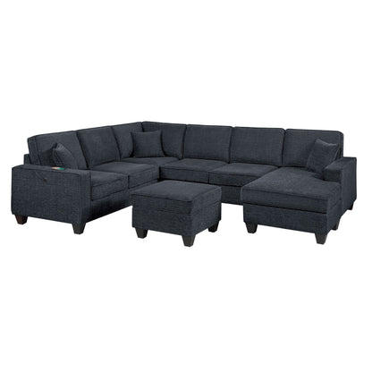 5 Piece Sectional Set With Left Arm Loveseat With USB Port