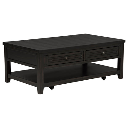 Sutter - 2 Drawer Rectangular Coffee Table - Dark Brown
