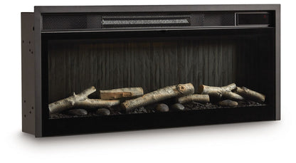 Entertainment Accessories - Fireplace Insert With Faux Birch Log Set - Black