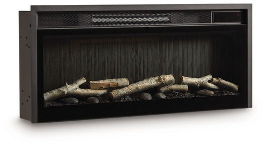 Entertainment Accessories - Fireplace Insert With Faux Birch Log Set - Black