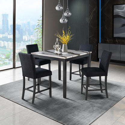 Leoncia - Bar Table And 4 Bar Stools - Espresso / White