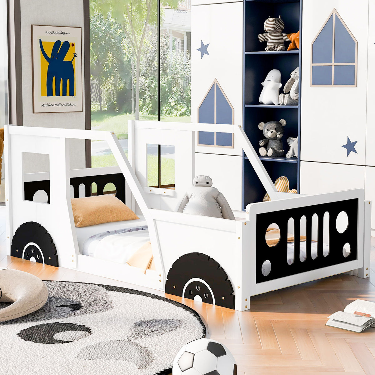 Classic Car Shaped Platform Bed With Wheels