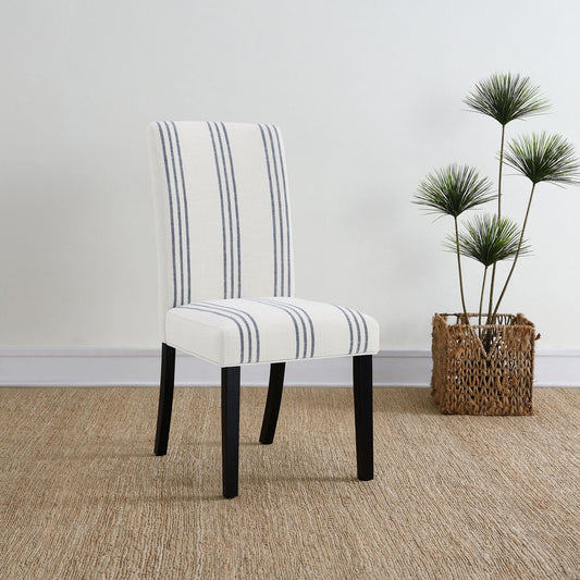 Draper - Upholstered Dining Chair (Set of 2) With Vertical Stripes - Beige