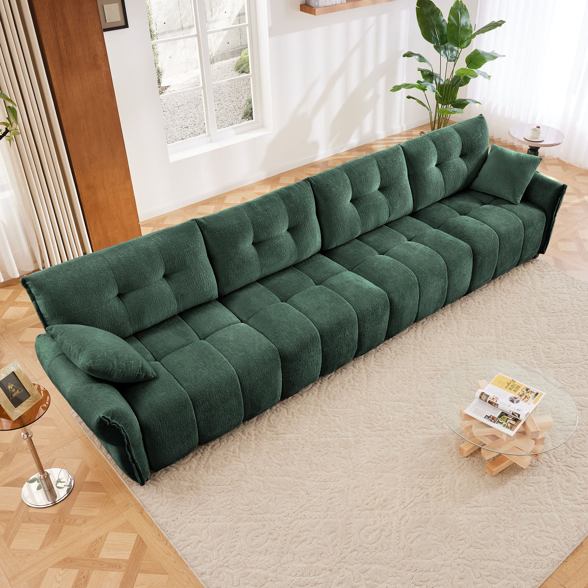 Modern Sofa & Pillows, Textured Cover, High Rebound Cushions