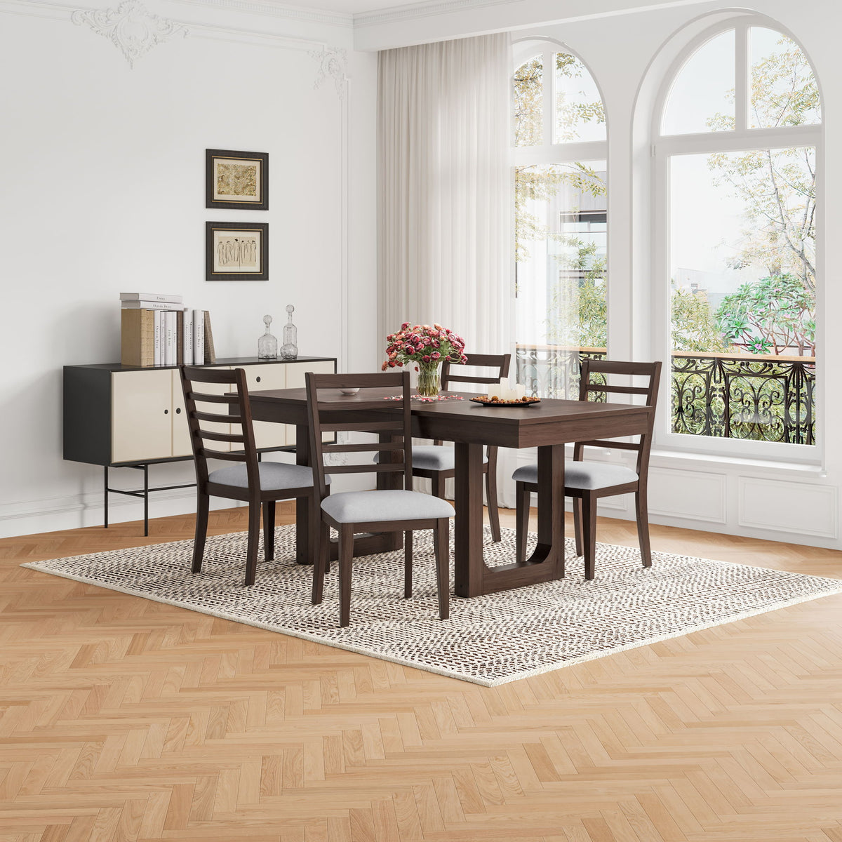 Upholstered Armless Chairs With High Ladder Back