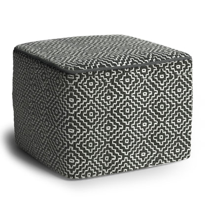 Briella - Square Woven Outdoor / Indoor Pouf - Gray