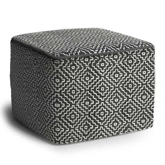 Briella - Square Woven Outdoor / Indoor Pouf - Gray