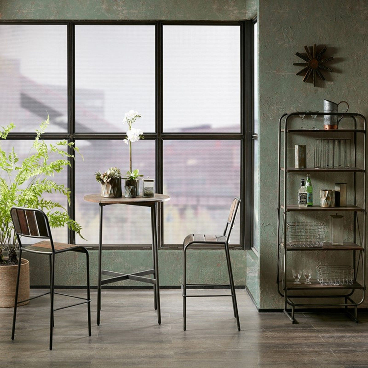 Renu - Round Bar Table With Industrial Charm - Light Brown