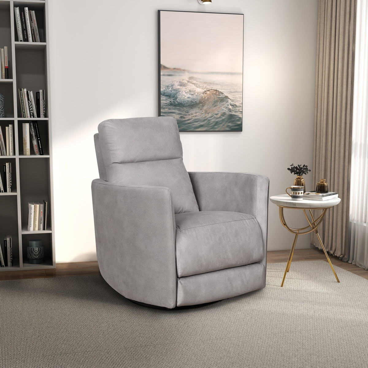 Lawson - Swivel Glider Suede Recliner Chair - Gray