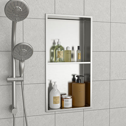 Modern Stainless Steel Shower Niche Double Shelf For Bathroom