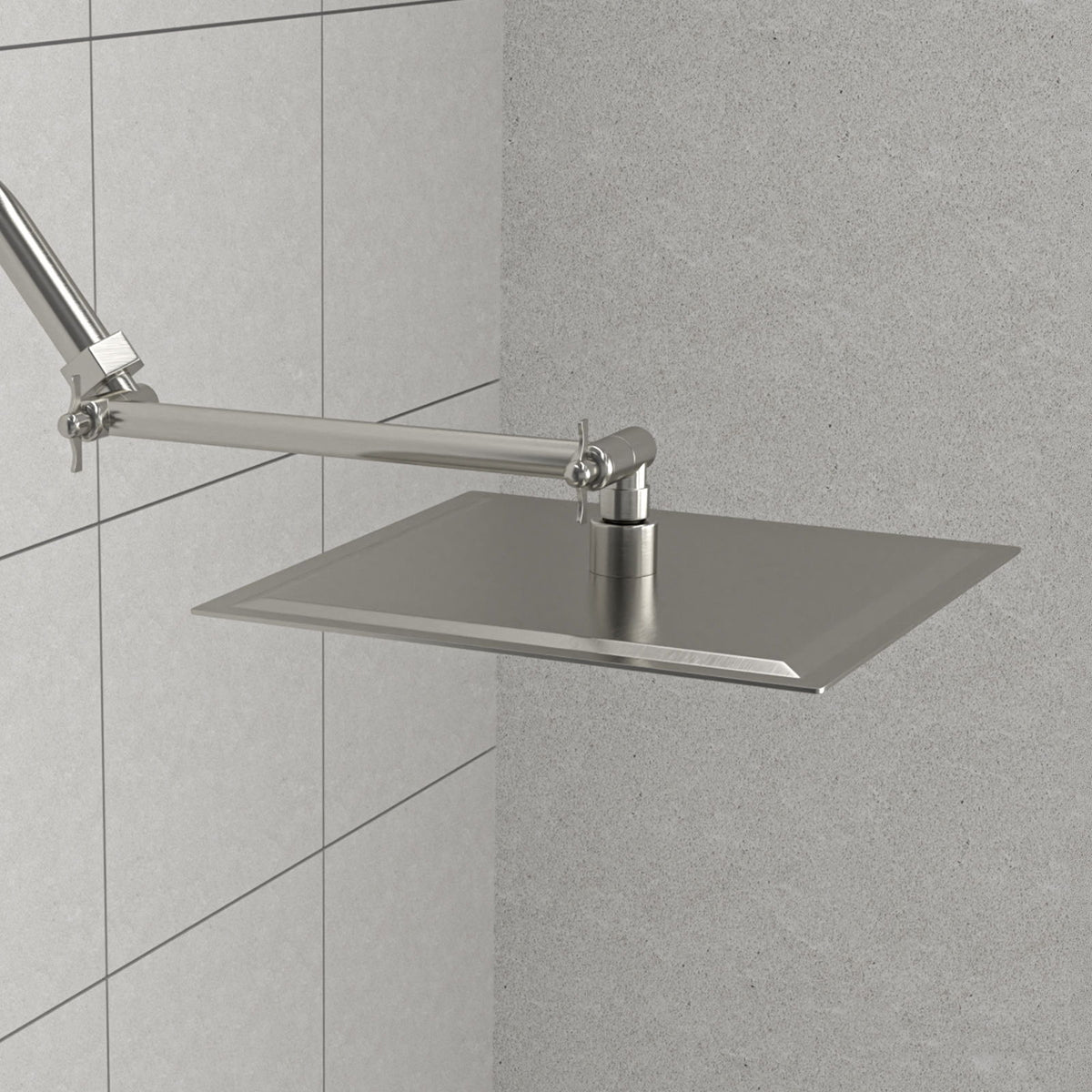 Luxury Rain Shower Head With Adjustable Arm, 10" Square, Stainless Steel - Brushed Nickel
