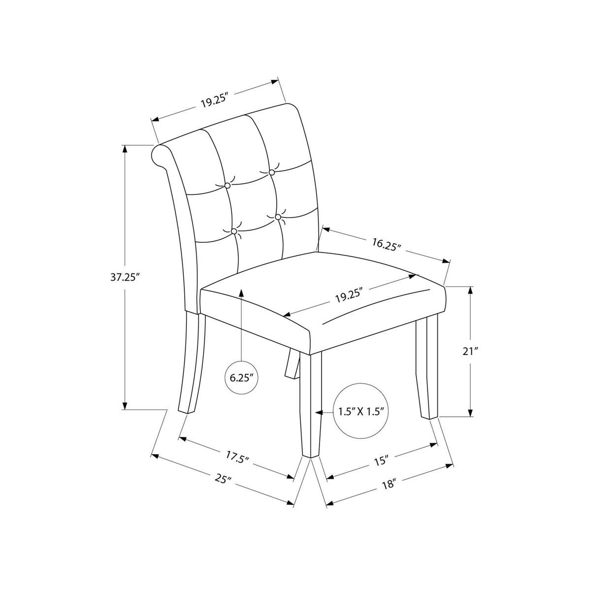 Modern Compact Design Upholstered Dining Chair (Set of 2)