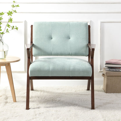 Modern Accent Chair With Plush Cushions, Angled Arm Design - Green