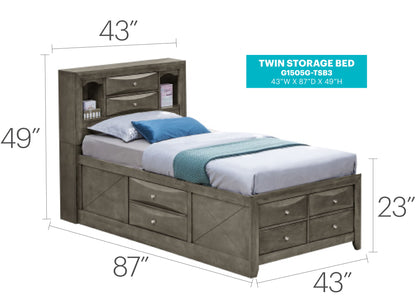 Modern Design Storage Bed With Bookcase Headboard