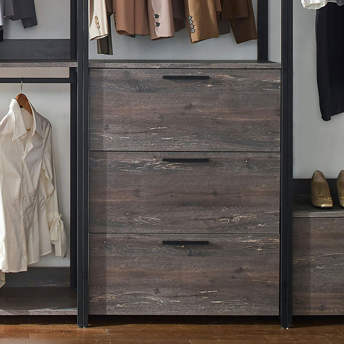 Monica - Walk-In Closet System With Spacious Storage - Gray