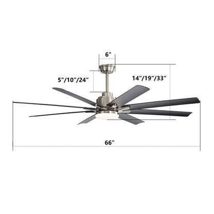 Ceiling Fan With Dimmable LED Light, 8 Blades, Reversible DC Motor, Remote Control