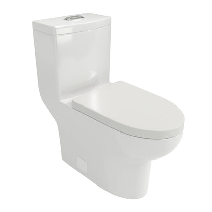 1 Piece Toilet With Dual Flush, Soft Closing Seat - White