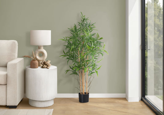 50" Tall, Artificial Plant, Bamboo Tree, Indoor, Faux, Fake, Floor, Greenery, Potted, Decorative - Green / Black