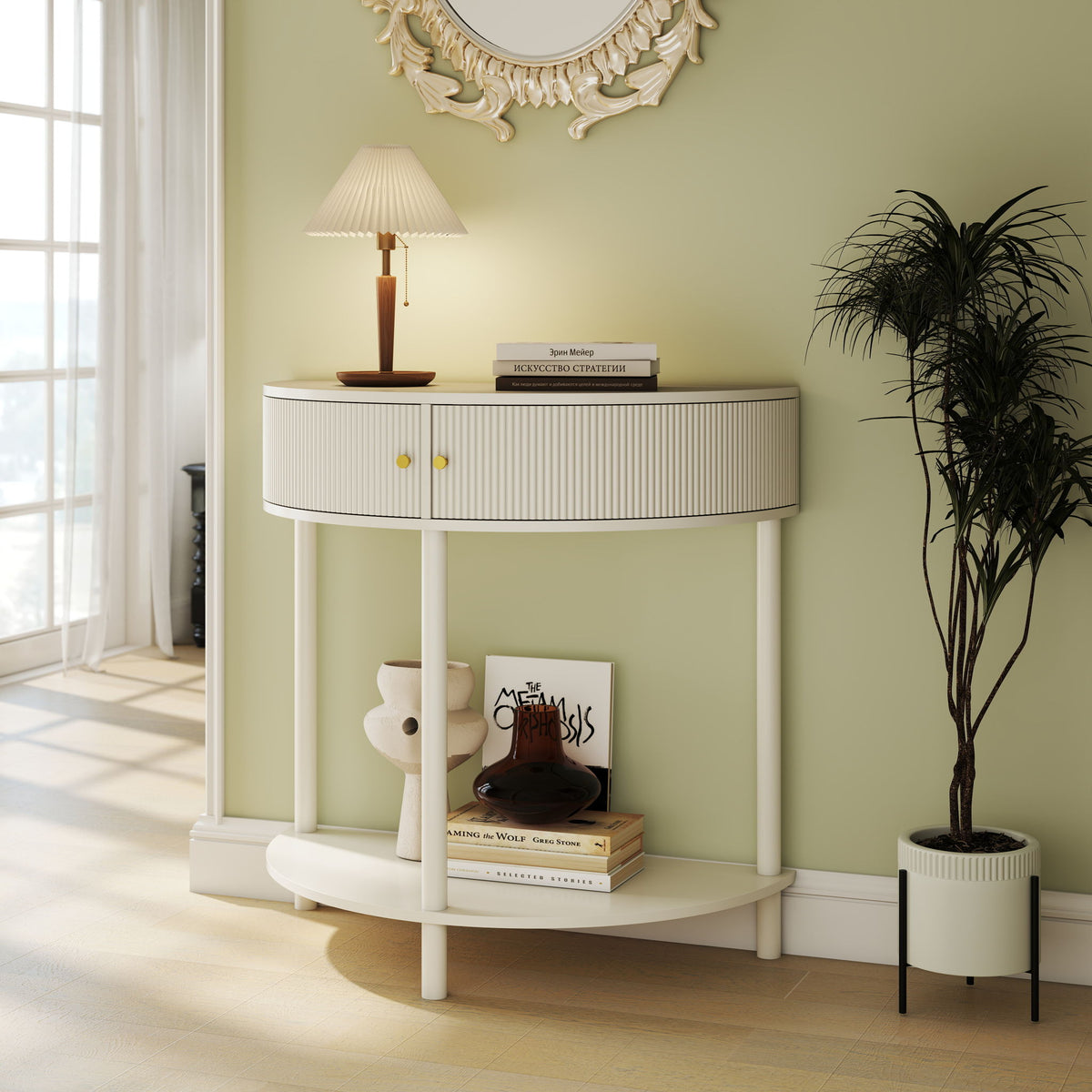 Demi Lune - Console Table With 2 Storage Drawers